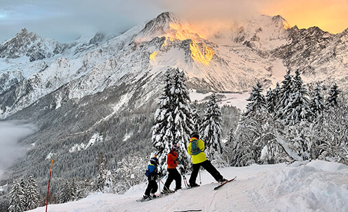 Family ski road trip through the European Alps